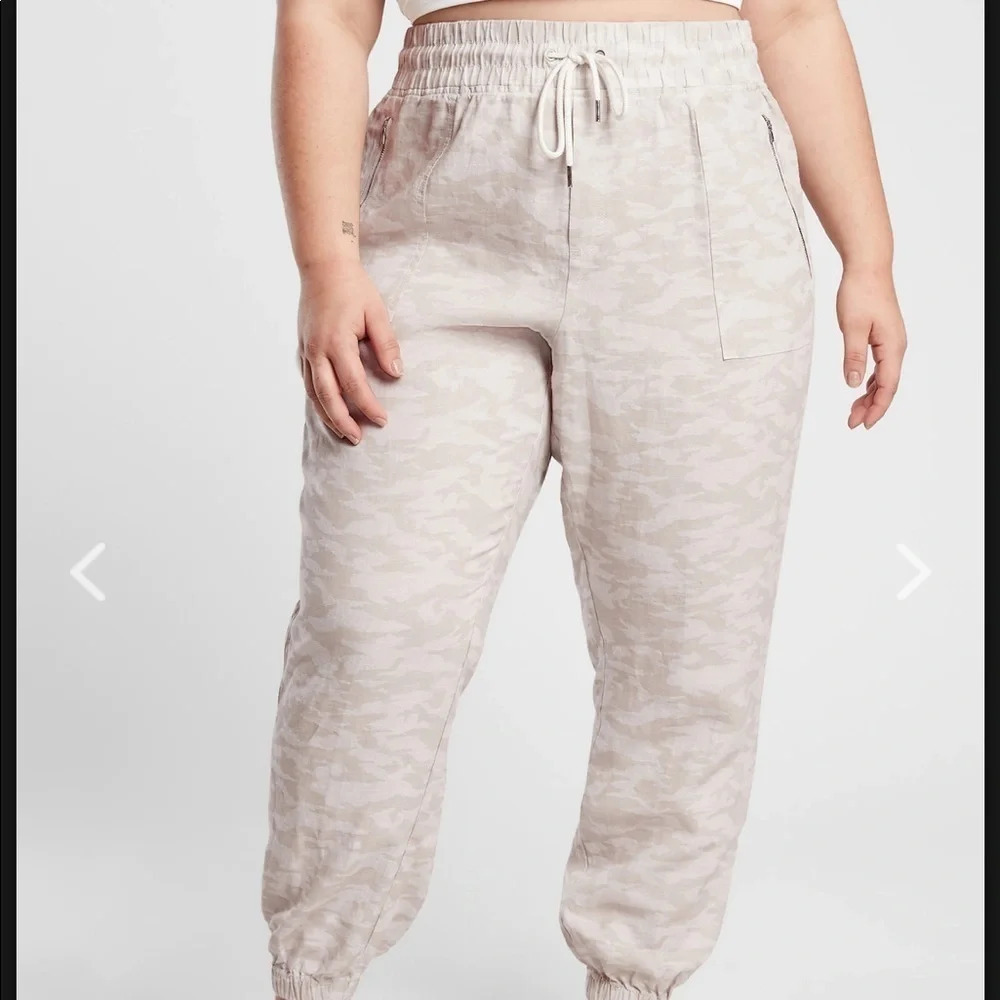 Athleta Cabo Tide Linen Jogger Neutral Camo 14 Tall
